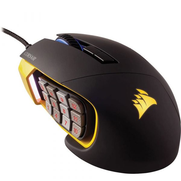 CORSAIR Souris Gaming Scimitar PRO RGB Optical MOBA/MMO Gaming Mouse — Yellow - jaune - CH-9304011-WW/RF - Reconditionné et Garanti 1 an par CORSAIR