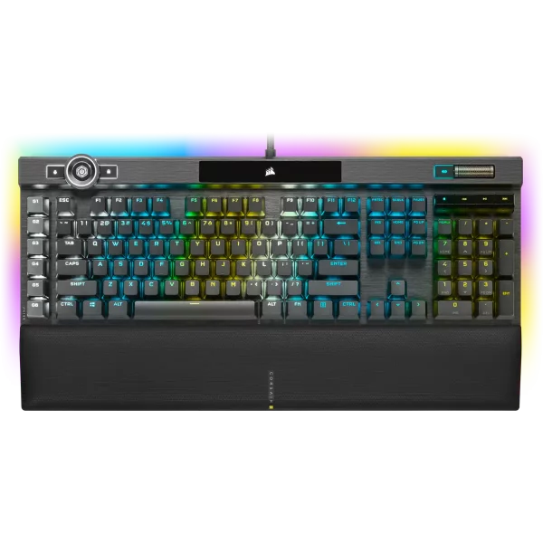 Clavier gaming CORSAIR optique-mécanique K100 RGB - Switch CORSAIR OPX- Noir FR - Reconditionné par le fabricant -CH-912A01A-FR/RF